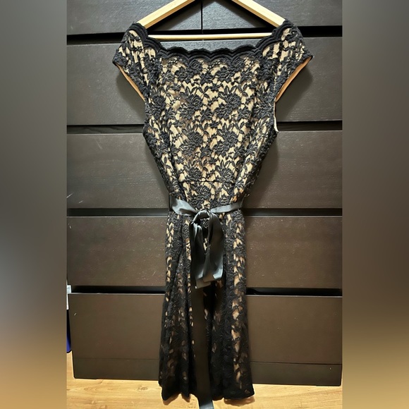 Black Lace Overlay Dress - Picture 2 of 7
